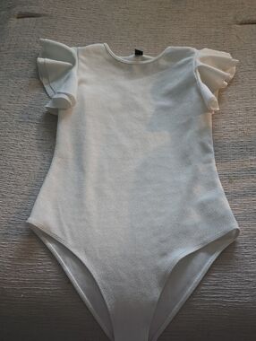 White Ruffle Sleeve Bodysuit